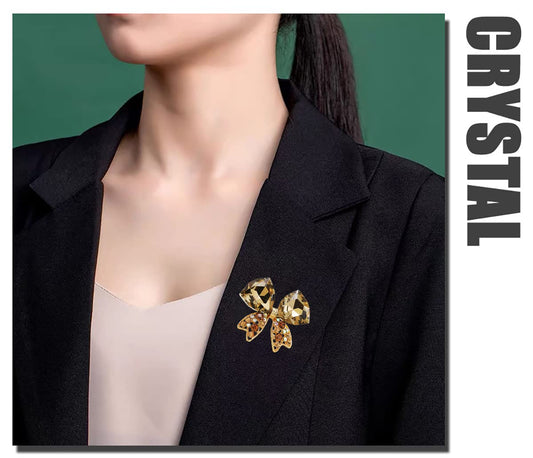SYGA Brooch FULLTIE Pin Fashion Crystal Rhinestone Jewellery Pin Vintage Accessories Decoration Clothing Bouquet Brooches for Bridal Women Girl (GOLDEN)