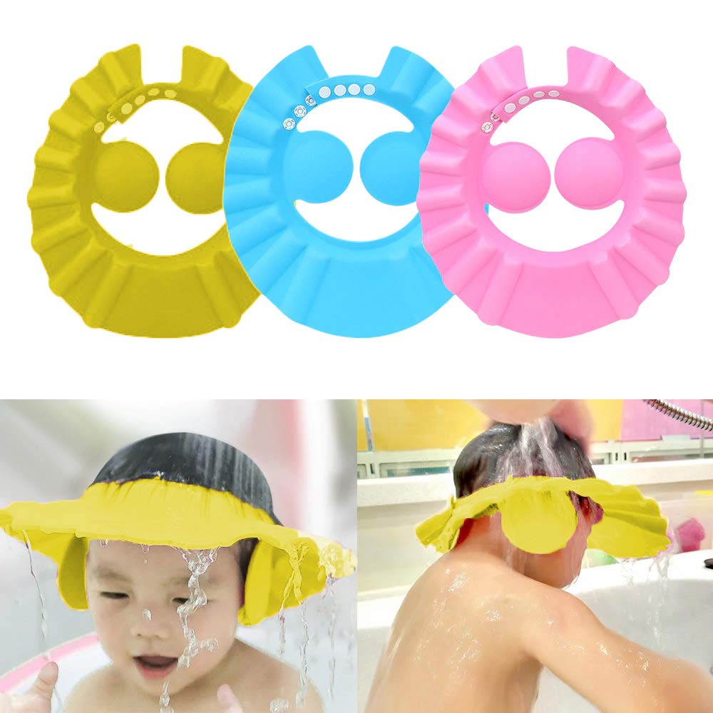 SYGA 2 Pcs Baby Shampoo Shower Bathing Protection Bath Soft Cap Soft Adjustable Visor Hat for Toddler, Baby, Kids, Children(Color May Vary)