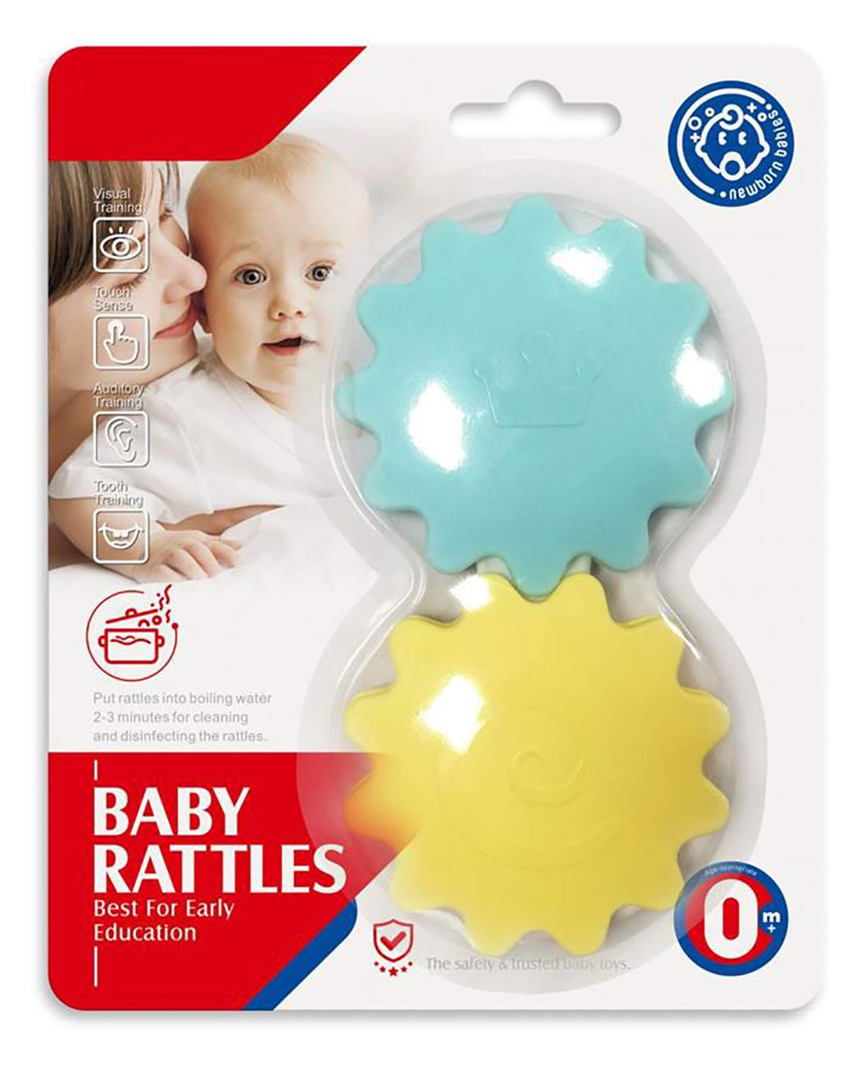 SYGA 1 Piece Baby Rattle Toy Plastic PP boilable and sterilizable BPA Free Toy_ABCD