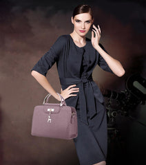 SYGA Women's Handbag Corrugated Fawn Pendant Cute Shoulder Bag Fashionable Style Crossbody Bag(Purple Grey)