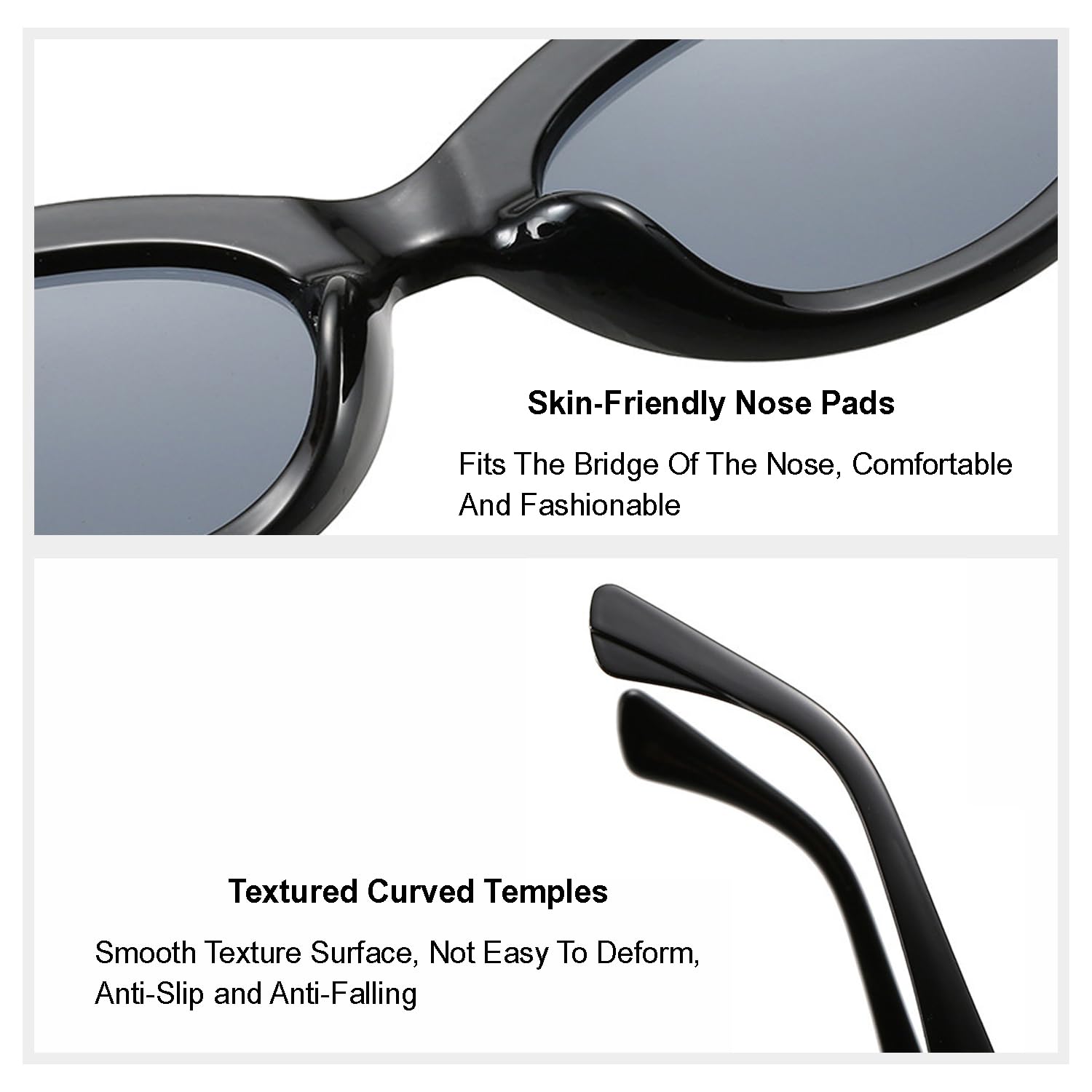 SYGA Style Retro Cat-Eye Sunglasses For Women, High-End Sense Ins Concave Shape Sunglasses (Black)