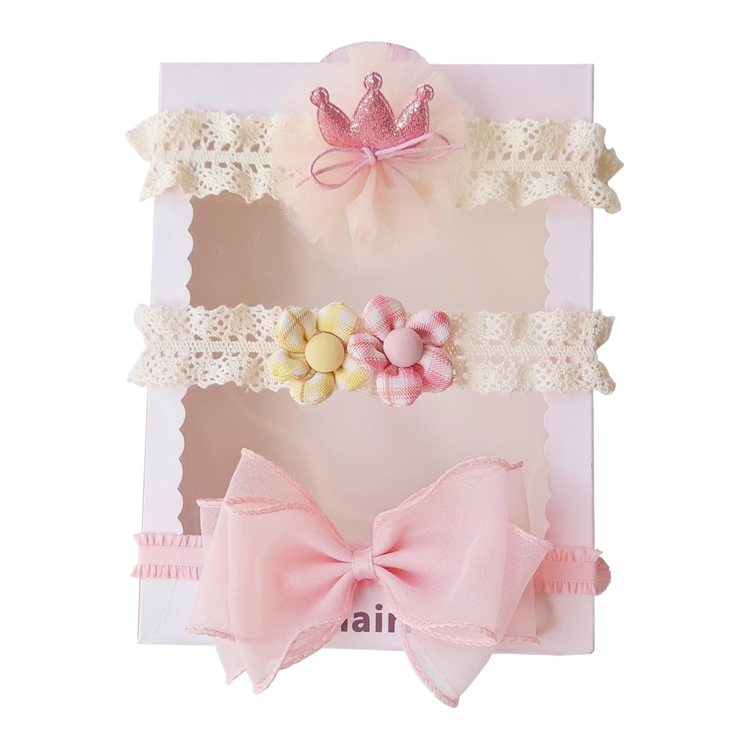 SYGA Kids Hair Accessories, Baby Girl Bow Tie Headbands, Pink and White