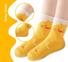 SYGA 5 Pairs Baby Girl & Baby Boy Socks, Toddlers Infant Cotton Warm Stretch Crew Socks with Duck Design, Suitable for 9 Months to 2 Years baby