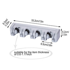 SYGA 5 Positions 6 Hooks Mop and Broom Holder, Broom Organizer Wall Mount Broom Storage and Mop Holder Garage Organizer