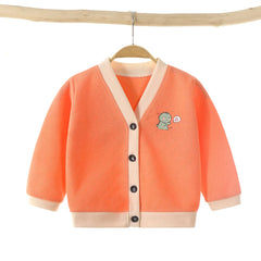 MOMISY Cotton Blend Baby Boy & Girls Sweater Jacket Front Open Cardigan (6 to 12 Months, Orange)
