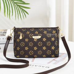 MOMISY Sling Bag with Long Strap for Women Shoulder Zipper Closure Purse Young Ladies (Brown Flower)