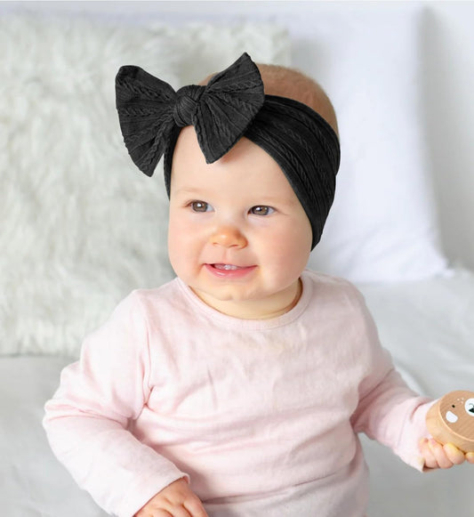 SYGA Baby Headbands Soft Nylon Bow Hairbands Strechable for Newborns, Infants, Toddlers and Kids 0-3 Years (Beige)