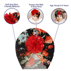 SYGA Baby Turban Hat, Toddler Beanie Cap Infant Hat 6 Month-4 Years Cotton Floral Baby Cap Headwear Unisex with Big Flower Soft Cute Hat