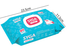 SYGA Baby Wet Wipes With Lid Soft Cleaning Baby Wipes Aloe Vera With Vitamin-E For Your Toddlers, Infant, Child, Baby, Elder, Adult-80 Wipes, 15cm x 20cm, Pack of 1