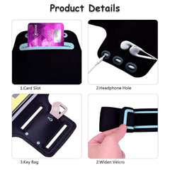 MOMISY Armband Arm Band Bag for Mobile for Cycling, Running, Jogging, Gym Exercise, Outdoor Sports Waterproof Compatible with iPhone & Other Phones, Size up to 7.0 inch (Silver)