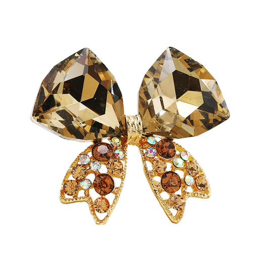 SYGA Brooch FULLTIE Pin Fashion Crystal Rhinestone Jewellery Pin Vintage Accessories Decoration Clothing Bouquet Brooches for Bridal Women Girl (GOLDEN)