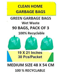 Clean India - Plastic Garbage Bags|6 Packs Of 30 Pcs | 19X21 Medium Disposable Garbage Trash Waste Dustbin Bags Of 54Cm X 48Cm (Ci19210008) - 180 Count