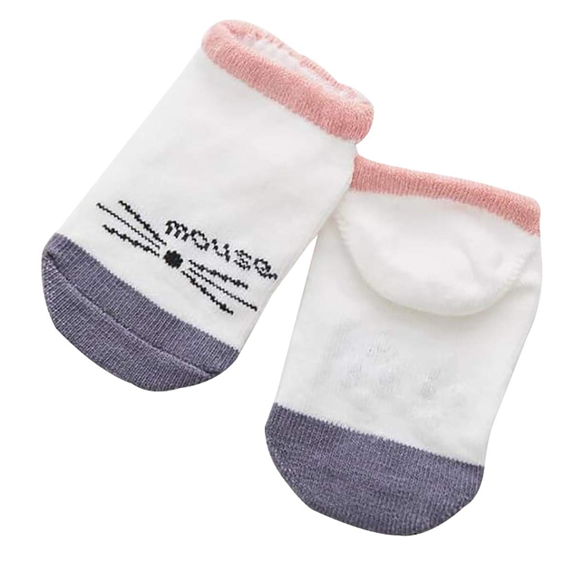 Syga Baby Non Slip Grey and White Small_Multi design_Cotton Ankle Socks_ Cotton_5 pairs_Multicolor