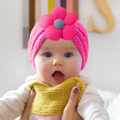 SYGA Baby Cap Flower Wool Warm Knitted Streachable Hat Infant Toddler Baby Cap 0-3 Years (Coffee)