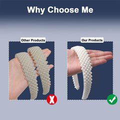 Women's Polyester Pearl Beaded Wide Party Headwear, Wedding Hair Hoop, Elegant Hairband, White