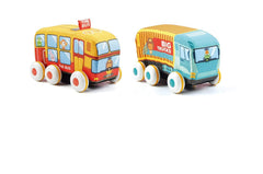 SYGA Large Size 4 Pcs Square and Triangle Shaped 6 Wheels Pullback Cloth Car