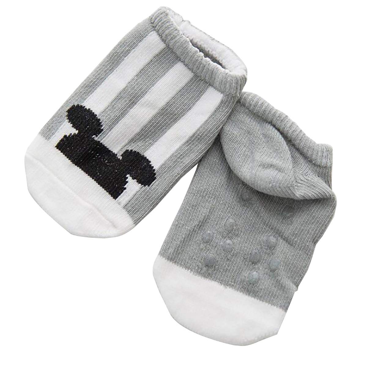 Syga Baby Non Slip Grey and White Small_Multi design_Cotton Ankle Socks_ Cotton_5 pairs_Multicolor