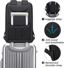 Red Lemon BANGE Captain Business Smart Backpack Water-Resistant fit 15.6 Inch Laptop Backpack with USB Charging Port,Travel Durable Backpack for Men and Women (Black)