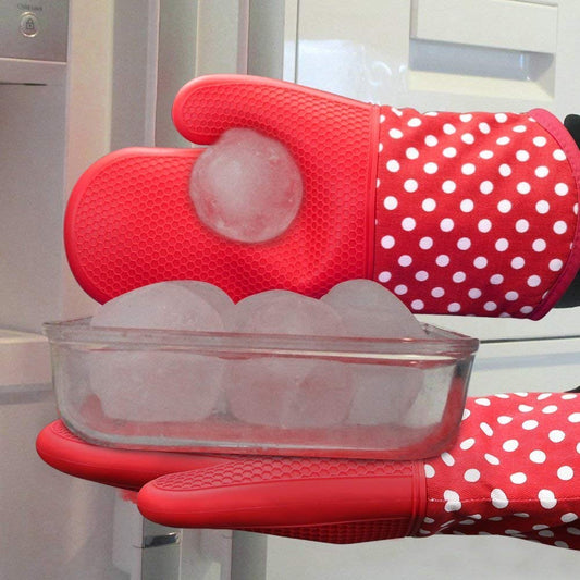 SYGA Set of 2 Heat 572?F Resistant Glove, Suitable Dishwasher Microwave Kitchen Professional Baking BBQ Mitten(Red)