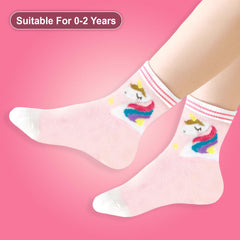 SYGA 5 Pairs Baby Girl & Baby Boy Socks, Toddlers Infant Cotton Stretch Crew Socks with Unicorn Design, Suitable for 0-2 Years baby