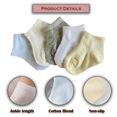 MOMISY 5 Pairs Baby kids Girl Boys Toddlers Infant Ankle Stretch Tube Socks-4 to 6 Years