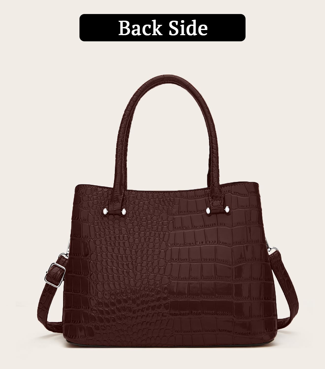SYGA Women's Handbag Versatile Casual Crocodile Pattern Shoulder Bag(BURGUNDY)