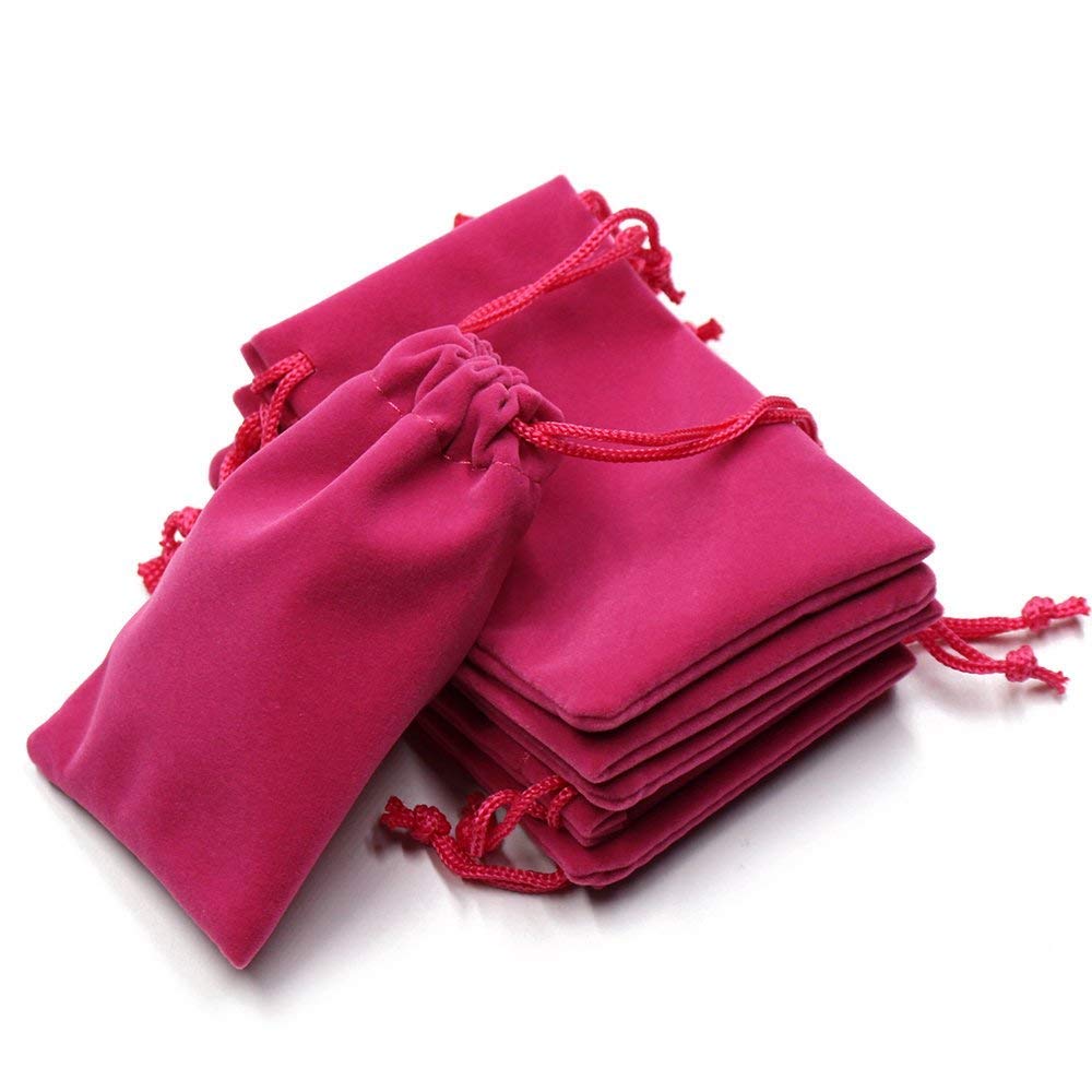 Syga Velvet Cloth Jewelry Pouches/Drawstring Bags (Pink) - Set of 100