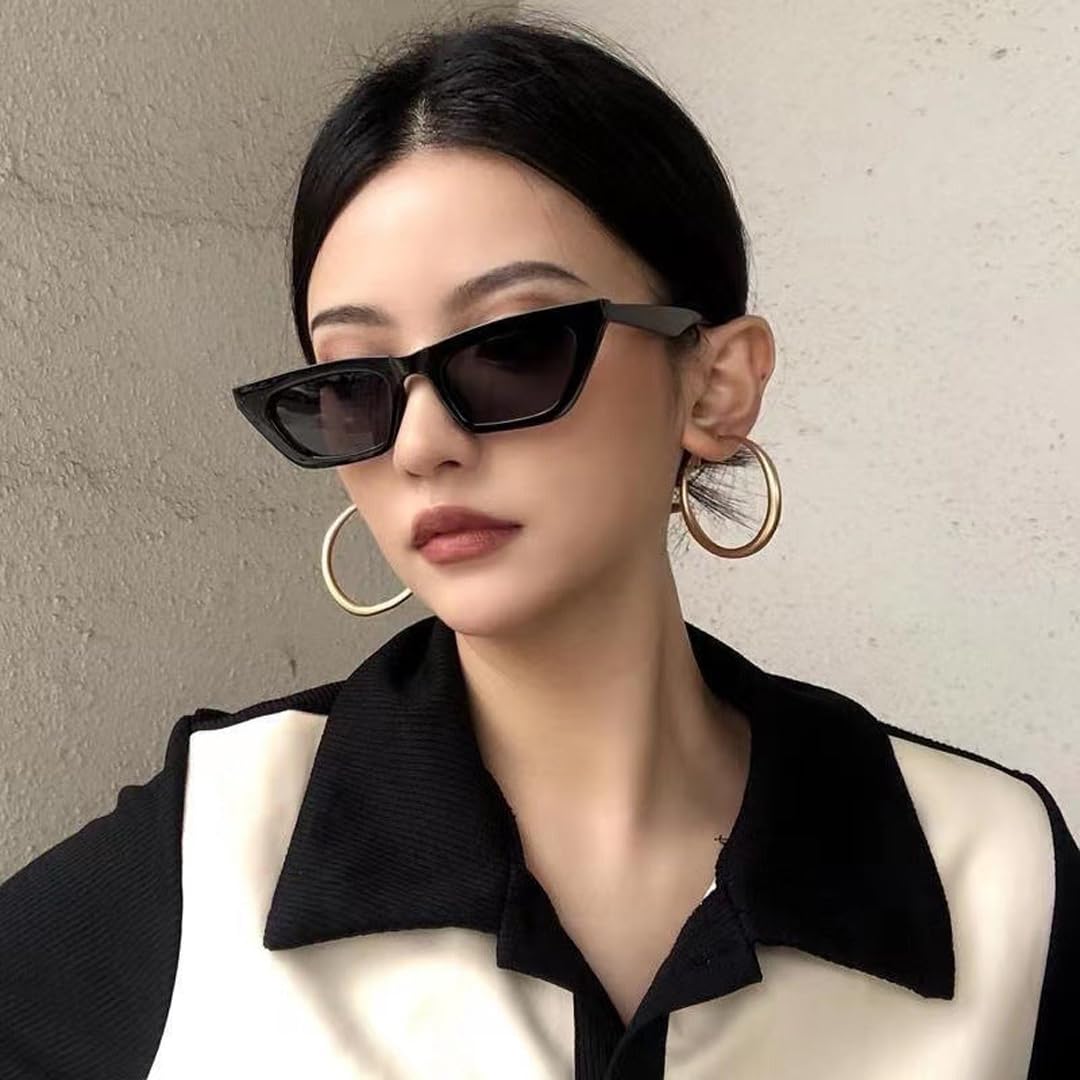 SYGA Square Frame Glasses For Women's Trendy Retro Sunglasses (Black)