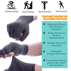 MOMISY Silicone Arthritis Gloves Women Men Hand Fingerless Compression Wrist Support Therapy Relieve Pain From Rheumatoid Rsi Carpal Tunnel For Typing Writing Dailywork-1 Pair, Grey, Small