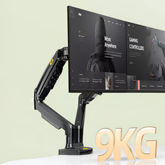 SYGA NB F160 Dual Monitor Desk Mount, Gas-Strut Arm for 17-27 inch Screens, 9kg Load Capacity per Arm, Black