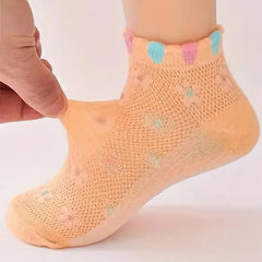 MOMISY 5 Pairs Baby Girl Boys Tube Socks Toddlers Infant Solid Color Boat Spring and Autumn Socks Stretch Baby Sock - Multicolor (IN, Age, 8 Years, 12 Years, Net Flower)