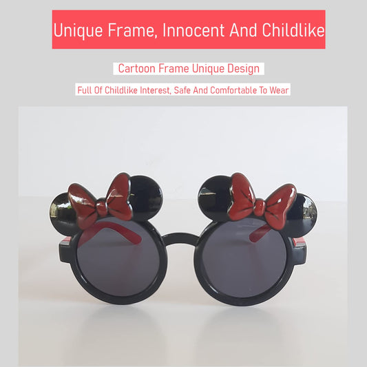 SYGA Children's Bow-Knot Sunglasses Girl Baby Cute Mouse Ear Shaped Kids Sunglasses Cartoon Concave Shape Girl Eyes Black