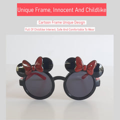 SYGA Children's Bow-Knot Sunglasses Girl Baby Cute Mouse Ear Shaped Kids Sunglasses Cartoon Concave Shape Girl Eyes Black