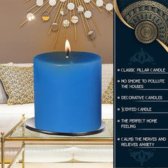 Pure Source India Paraffin Wax Scented Pillar Candles for Home Decor Smokeless & Dripless Candle (Rose - Red) Set of 3.