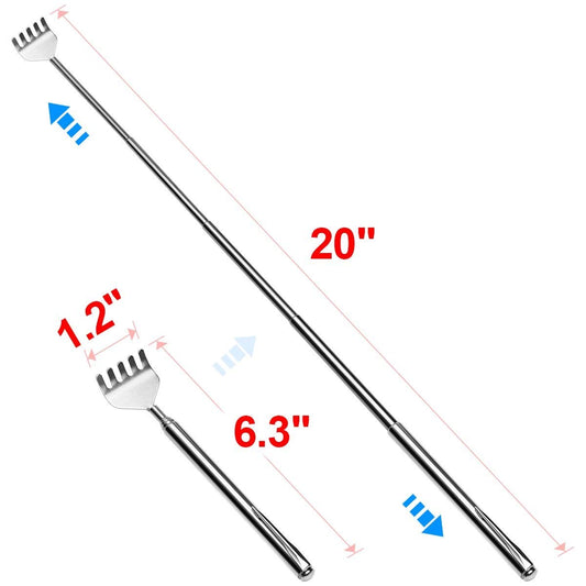 SYGA Portable Stainless Steel Extendable Telescopic Back Scratcher,Hand Massage Tool,with Telescoping Handle,Extends from 6.1 to 19.68 inches