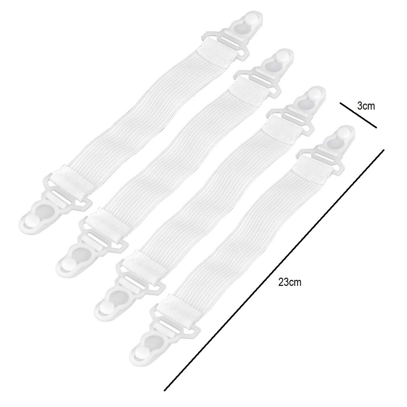 SYGA 4 Pieces Adjustable Bed Sheet Gripper Clip Holder-Bed Sheet Fasteners Suspenders-Bed Sheet Holder Tie(White)