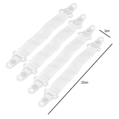 SYGA 4 Pieces Adjustable Bed Sheet Gripper Clip Holder-Bed Sheet Fasteners Suspenders-Bed Sheet Holder Tie(White)