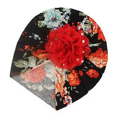 SYGA Baby Turban Hat, Toddler Beanie Cap Infant Hat 6 Month-4 Years Cotton Floral Baby Cap Headwear Unisex with Big Flower Soft Cute Hat