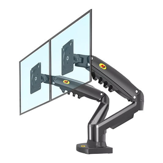 SYGA NB F160 Dual Monitor Desk Mount, Gas-Strut Arm for 17-27 inch Screens, 9kg Load Capacity per Arm, Black