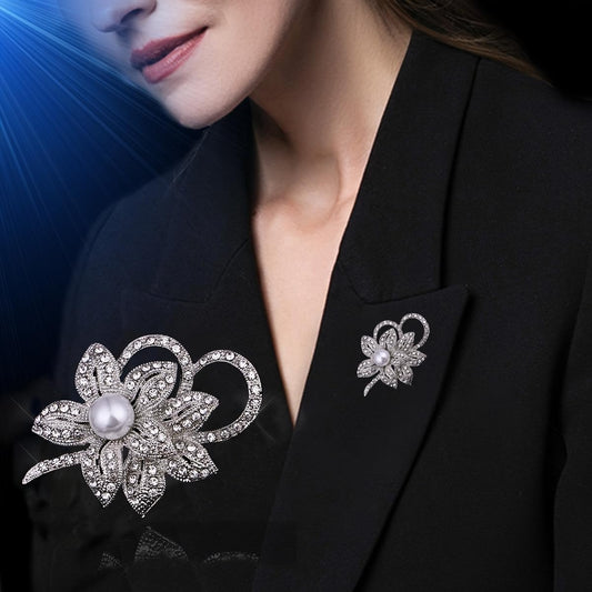 SYGA Brooch Pearl Fashion Crystal Rhinestone Jewellery Pin Vintage Accessories Decoration Clothing Brooches for Bridal Women Girl - Pearl White