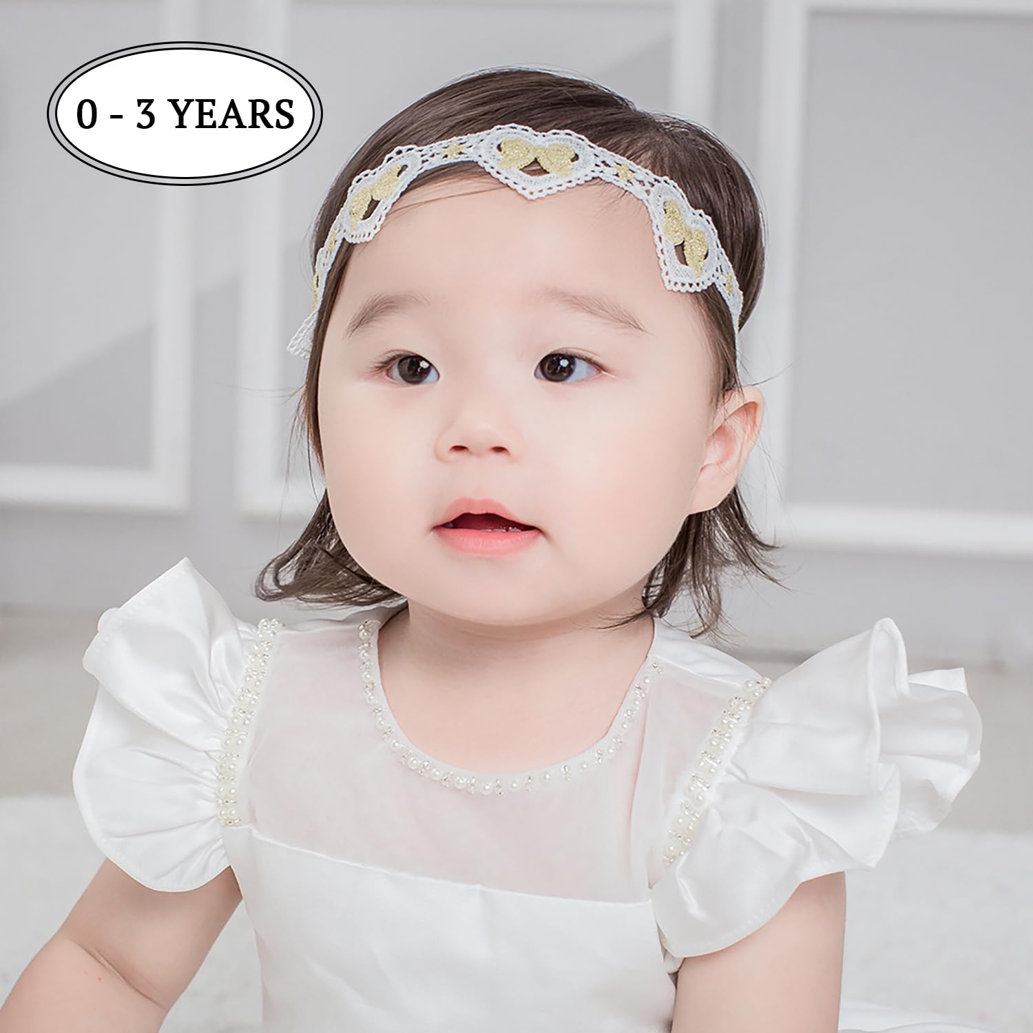 Kids Heart Headband for Girls, White