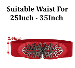 SYGA Women Leather Belt for Dress, PU Leather Stretchy Waist Belt with Abstract Metal Buckle, Retro Style - Apricot