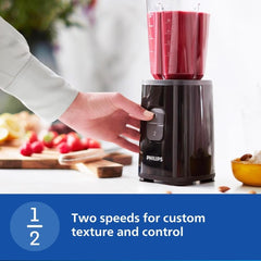 Philips HR2603/90 Mini Blender Mixer Grinder | Smoothie Maker | 350W Power | 3-Jar Capacity | With Variable Speed Control | Perfect for Smoothies, Mixing & More, Black
