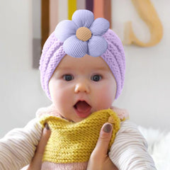 SYGA Baby Cap Flower Wool Warm Knitted Streachable Hat Infant Toddler Baby Cap 0-3 Years (Coffee)