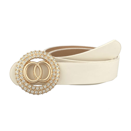 SYGA Women's PU Leather Belt Metal Buckle Single O Ring Waist Belt Waist Size 24 Inch to 35 Inch, Beige