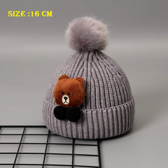 SYGA Unisex Baby Winter Hat Pom Pom Beanie Warm Knit Hats Infant Winter Cap for 1-5 Year Khaki