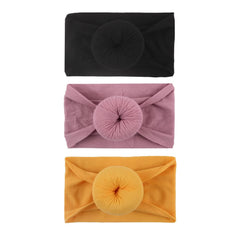 SYGA Pack Of 2 Baby Headbands Soft Cotton Strechable Turban Hairbands For Newborn Infant Toddlers Kids 0-3 Years (Pink-Grey)