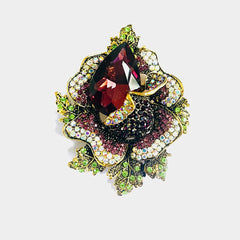 SYGA Brooch Pin Fashion Crystal Rhinestone Jewellery Pin Vintage Accessories Decoration Clothing Bouquet Brooches for Bridal Women Girl (BROWN-ROSE-BROWN)