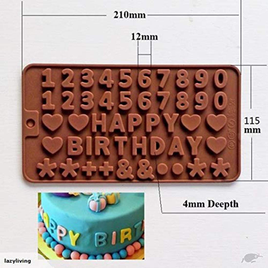 SYGA Small Silicone Happy Birthday & Numbers Shape Chocolate Jelly Candy Mold, Cake Baking Mold, Bakeware Mould