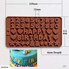SYGA Small Silicone Happy Birthday & Numbers Shape Chocolate Jelly Candy Mold, Cake Baking Mold, Bakeware Mould
